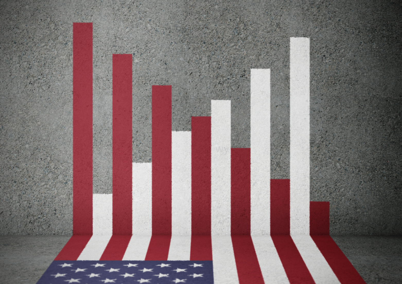 American flag bar chart — U.S. investment performance for Americans in Stuttgart